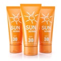 Group of sunblock creams. 3d render