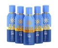 Group of sunscreen lotions