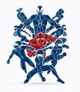 Group of Super Heroes action, Unity together team work