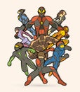 Group of Superhero action illustration