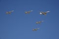 Group of supersonic bombers-missile Tu-22M3 Backfire led by supersonic bomber-missile Tu-160