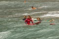 A group of surfers wait for the wave Royalty Free Stock Photo