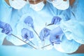 A group of surgeons is operating at the hospital, close-up of hands. Health care concept Royalty Free Stock Photo