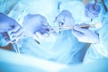 A group of surgeons is operating at the hospital, close-up of hands. Health care concept Royalty Free Stock Photo