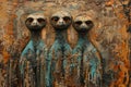 Group of suricates standing alert in a natural setting Royalty Free Stock Photo