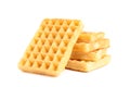 Group of sweet belgian waffles isolated