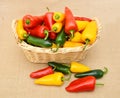 Group Sweet Mini Peppers on white background