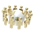 Group of symbolic people surrounding Earth globe