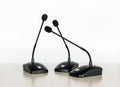 Group of Tabletop Cardioid Gooseneck Microphones for Conferences