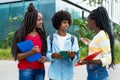 Group of talking african american male and female students Royalty Free Stock Photo