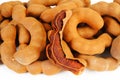 Group of tamarind on white Royalty Free Stock Photo
