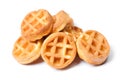 Group of tasty round mini waffles