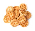 Group of tasty round mini waffles