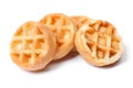 Group of tasty round mini waffles