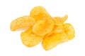 group of tasty yellow Potato chips isolated on white background Royalty Free Stock Photo