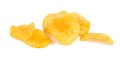 group of tasty yellow Potato chips isolated on white background Royalty Free Stock Photo