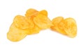 group of tasty yellow Potato chips isolated on white background Royalty Free Stock Photo