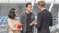 Group of teacher and students teen meet and talk at outdoor Royalty Free Stock Photo