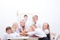 Group of teen pupils. They holding their hands Royalty Free Stock Photo