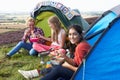 Group Of Teenage Girls On Camping Trip In Countryside