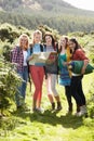 Group Of Teenage Girls On Camping Trip In Countryside