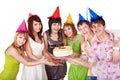 Group teenager in party hat.