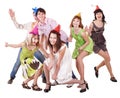 Group of teenagers celebrate birthday. Royalty Free Stock Photo