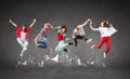 Group of teenagers jumping Royalty Free Stock Photo