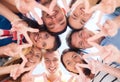 Group of teenagers showing finger five gesture Royalty Free Stock Photo