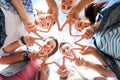 Group of teenagers showing finger five Royalty Free Stock Photo