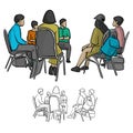 Group of teenagers sitting in a circle during consultation with