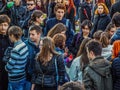 Group of teens in crowd Royalty Free Stock Photo