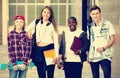 Group of teens posing outside school Royalty Free Stock Photo