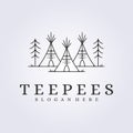 group of teepees tent logo vector illustration design nature wild life indian ethnic
