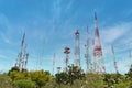 Group of telecommunication antennas Royalty Free Stock Photo