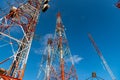 Group of telecommunication towers Royalty Free Stock Photo