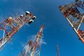 Group of telecommunication towers Royalty Free Stock Photo