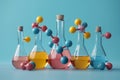 Assorted Test Tubes Filled With Colored Liquids. Generative AI Royalty Free Stock Photo