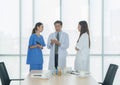 Group of Thai Asian doctors with medicine, medical team having a meeting, brainstorming conference call in hospital. Discussing Royalty Free Stock Photo