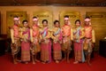 A group of Thai dancers perform Thai dance on the traditional candle procession festival of Buddha.