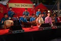 A group of Thai music show on the traditional candle procession festival of Buddha.