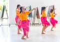 A group of Thai students practicing the old Thai dance in Pattravadhi school Hua Hin, Thailand January 20, 2018