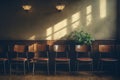 Group therapy chairs in psychologist s office ready for participants to share feelings and thoughts Royalty Free Stock Photo