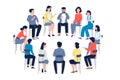 Group therapy in circle. Psychology meeting club, people listening and conversation. Help support groups, patient Royalty Free Stock Photo