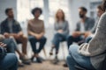 Group Therapy Session Discussing Addictions and Recovery Royalty Free Stock Photo