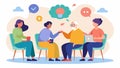 A group therapy session where individuals with similar cognitive impairments use group discussion and problemsolving Royalty Free Stock Photo