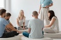 Young people during group therapy Royalty Free Stock Photo