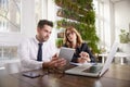 Group of thinking business people working together in the office