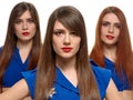 Group of three beauty women. triplets sisters Royalty Free Stock Photo