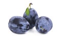 three blue ripe plums Royalty Free Stock Photo